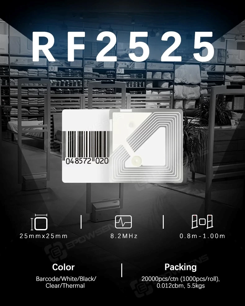 RF2525 Epowsens anti theft security labels retail loss prevention 25x25mm small RF label