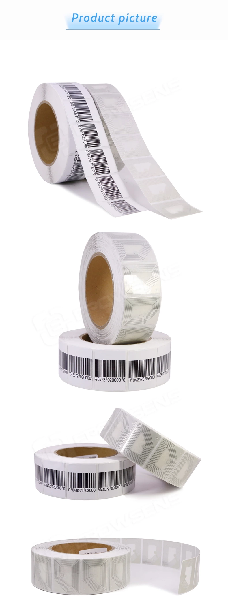 RF3040 Retail store anti shoplifting 30x40mm RF security stickers 8.2mhz soft label